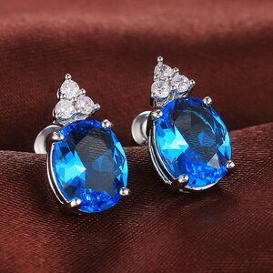 🔥 Beautiful Big Colorful Oval CZ Pure Romantic Stud Earring For Women, HA4269